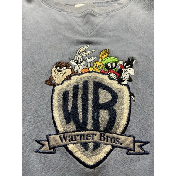 Warner Bros Crew Neck Sweatshirt Looney Toons Vintage Patchwork Size L - Picture 2 of 8